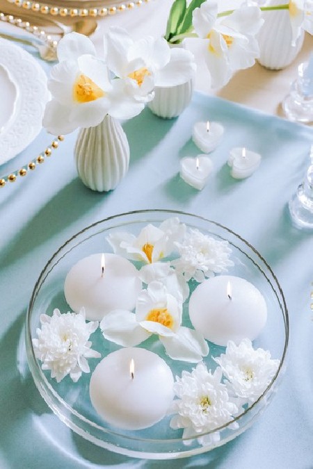 4 Bougie flottante - mat blanc