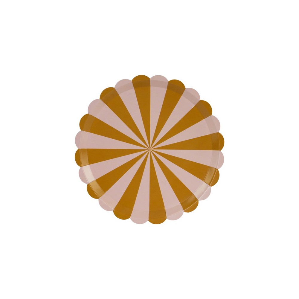 6 Assiettes Rayons rose et marron - 21 cm