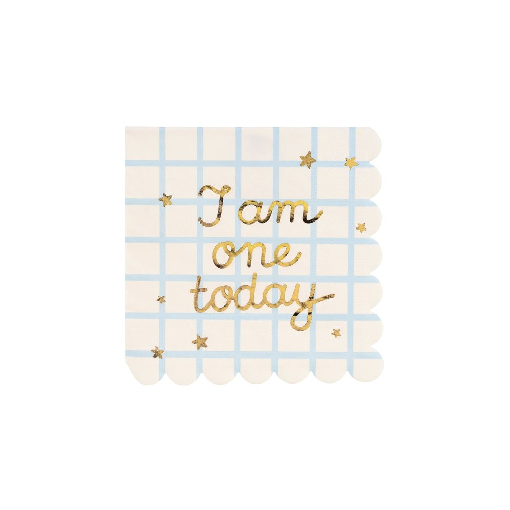 12 Serviettes de table "I am one today" Teddy Bear - beige