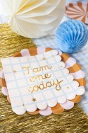 12 Serviettes de table "I am one today" Teddy Bear - beige