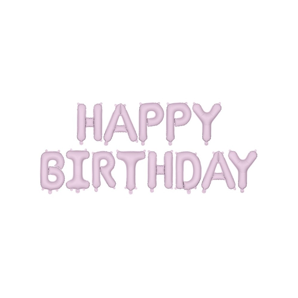 Ballon mylar Happy Birthday - 340x35cm - mauve