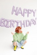 Ballon mylar Happy Birthday - 340x35cm - mauve