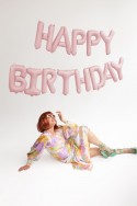 Ballon mylar Happy Birthday - 340x35cm - rose