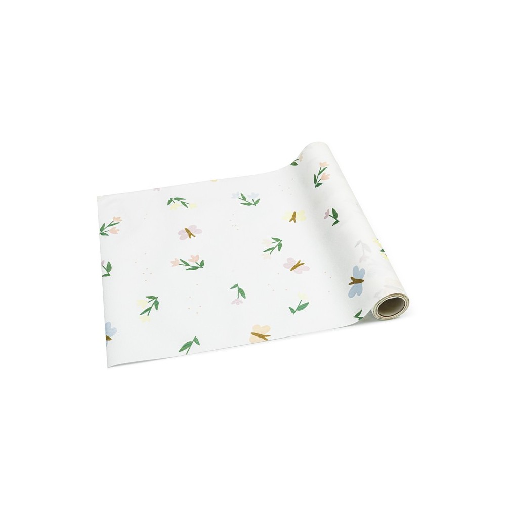 Chemin de table non -tissé Fleurs et Papillons