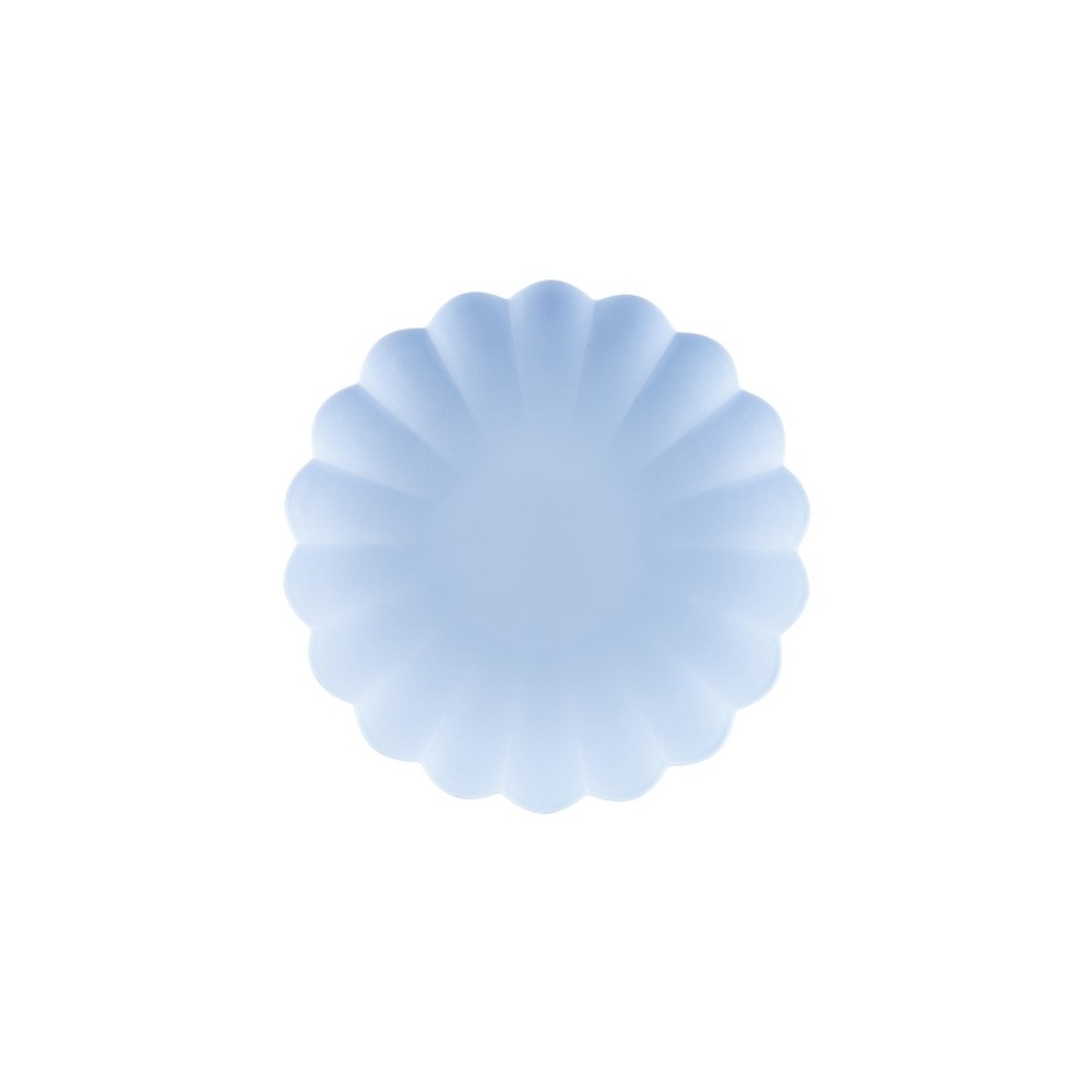 4 Assiettes en plastique Volant - 22 cm - bleu clair