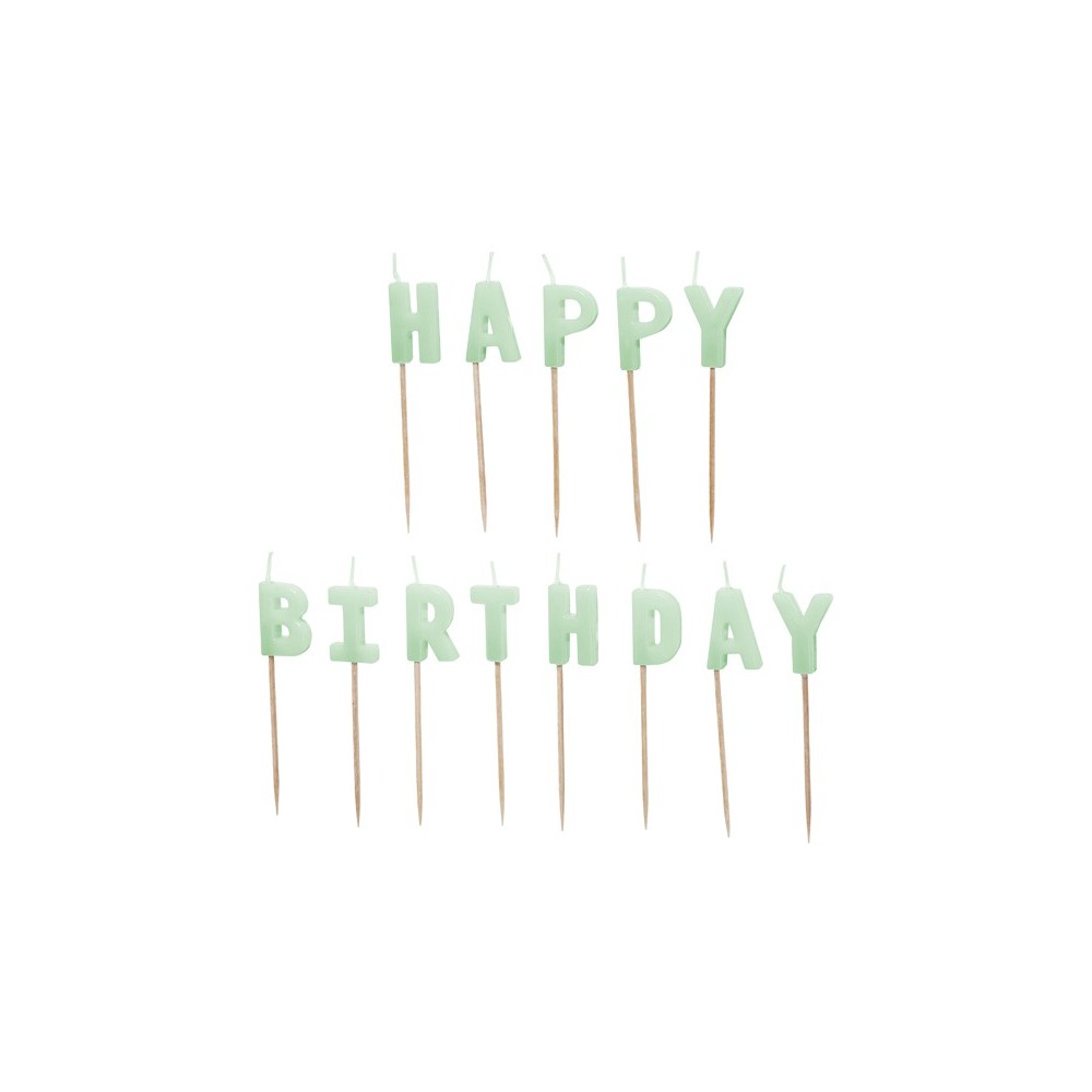 13 Bougies Happy Birthday - vert clair