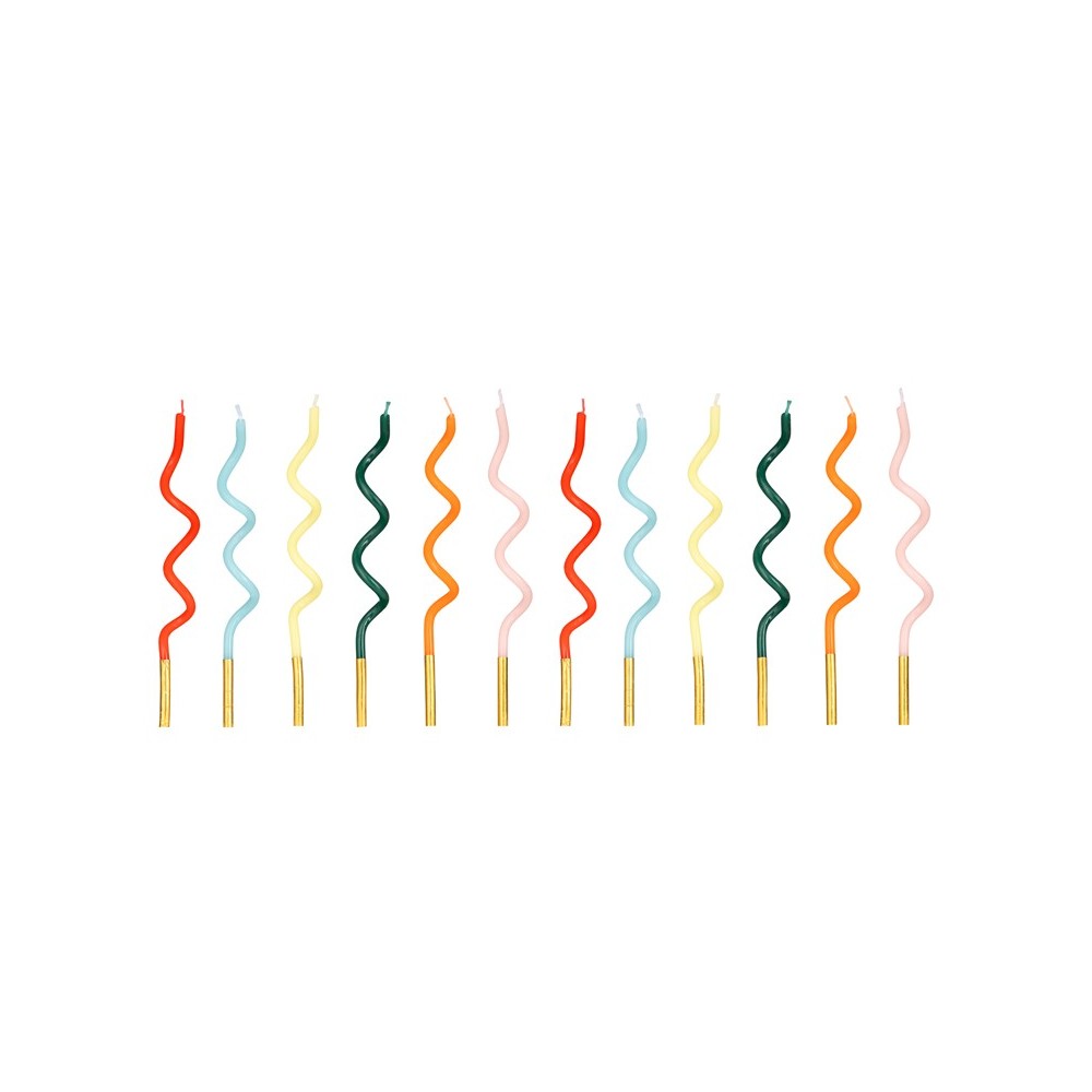 12 Bougies torsadées arc-en-ciel
