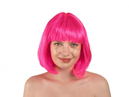 Perruque Cléopâtre - rose néon