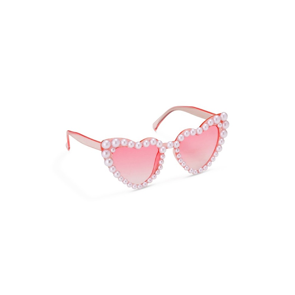 Lunettes - coeur avec perles - rose