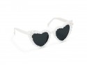 Lunettes - coeur avec perles - blanc