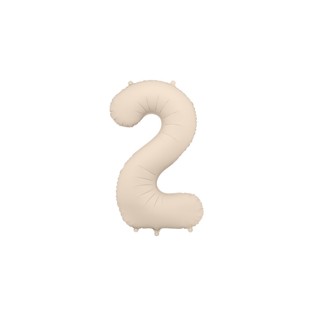 Ballon mylar Chiffre '2'- 86cm - beige clair
