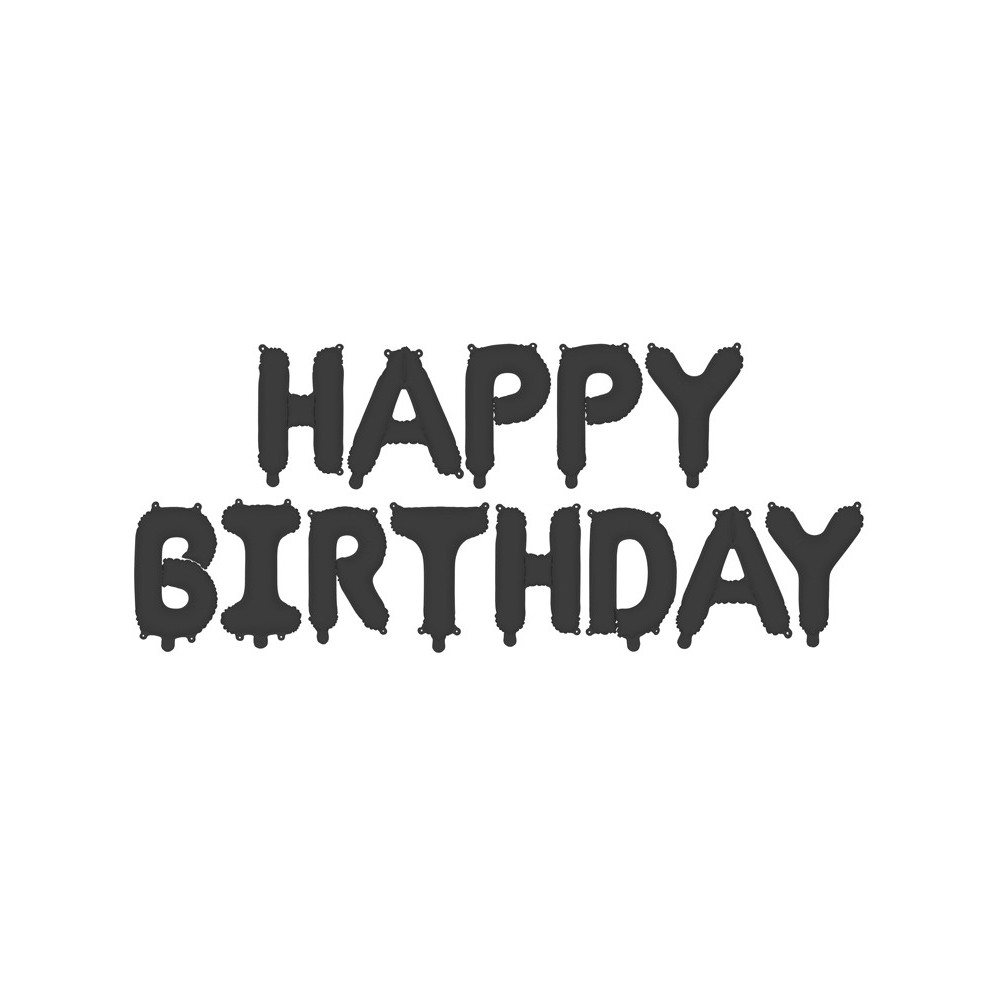 Ballon mylar Happy Birthday - noir