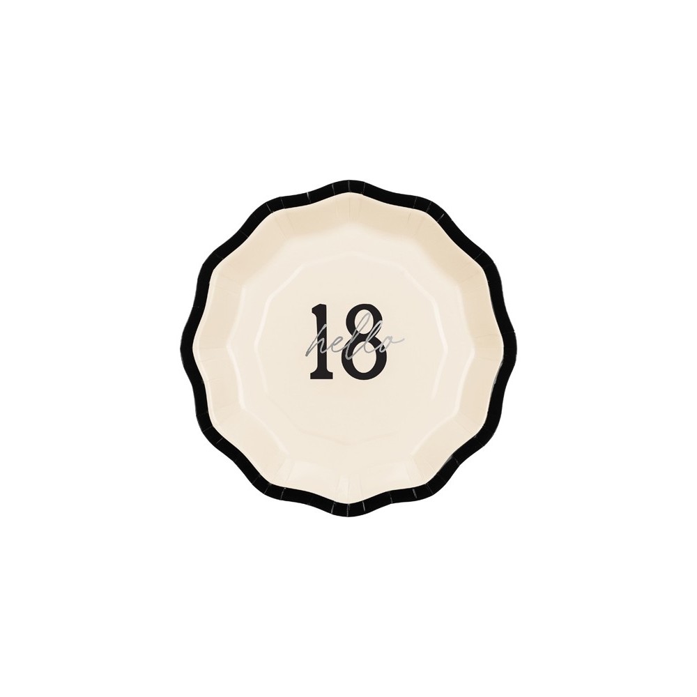 6 Assiettes en papier ''Hello 18''- 18 cm