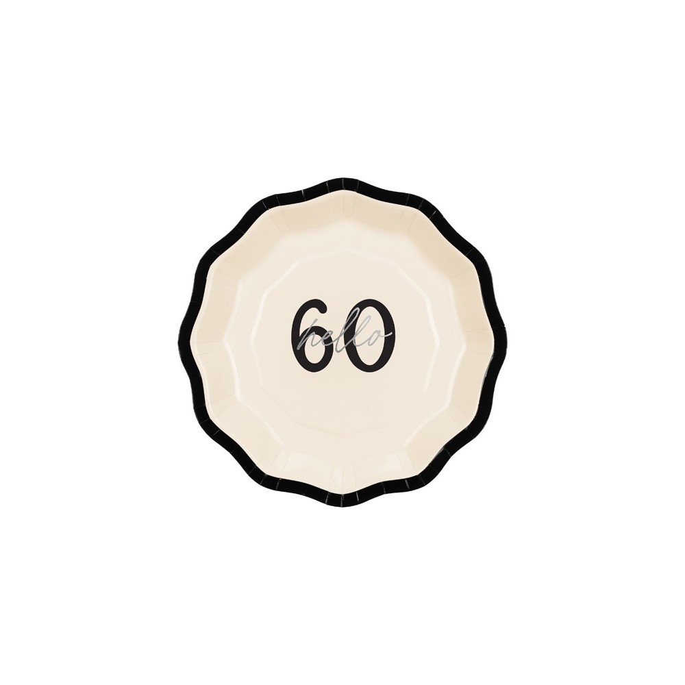 6 Assiettes en papier ''Hello 60''- 18 cm