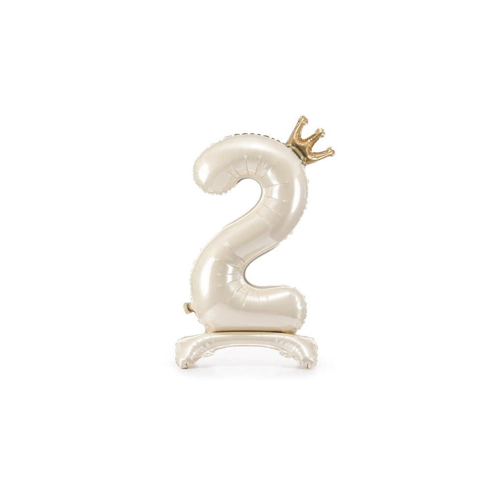 Ballon mylar debout chiffre ''2''- 84 cm - crème clair
