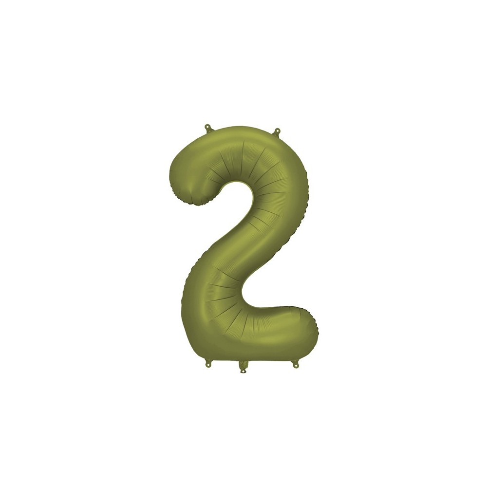 Ballon mylar Chiffre '2'- 86cm - olive