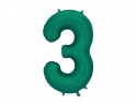 Ballon mylar Chiffre ''3''- 86cm - Vert bouteille