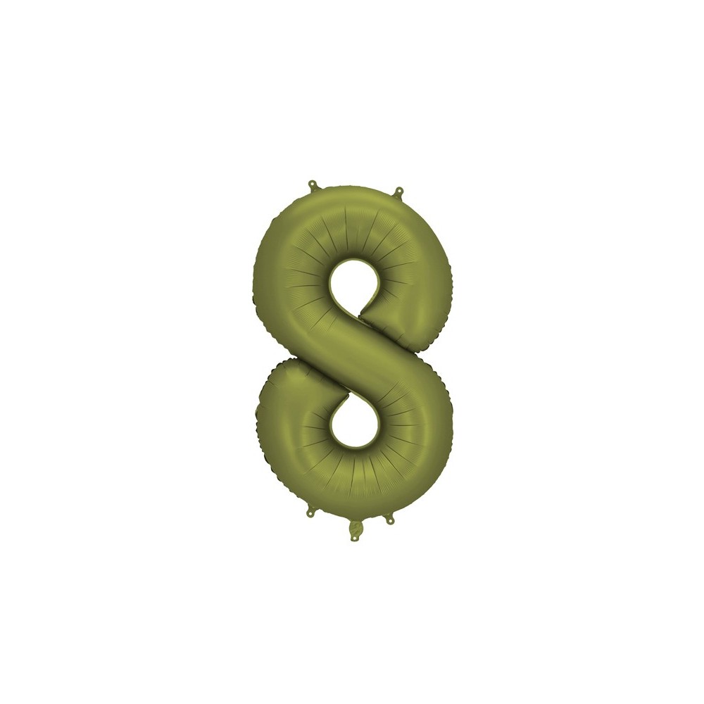 Ballon mylar Chiffre '8'- 86cm - olive