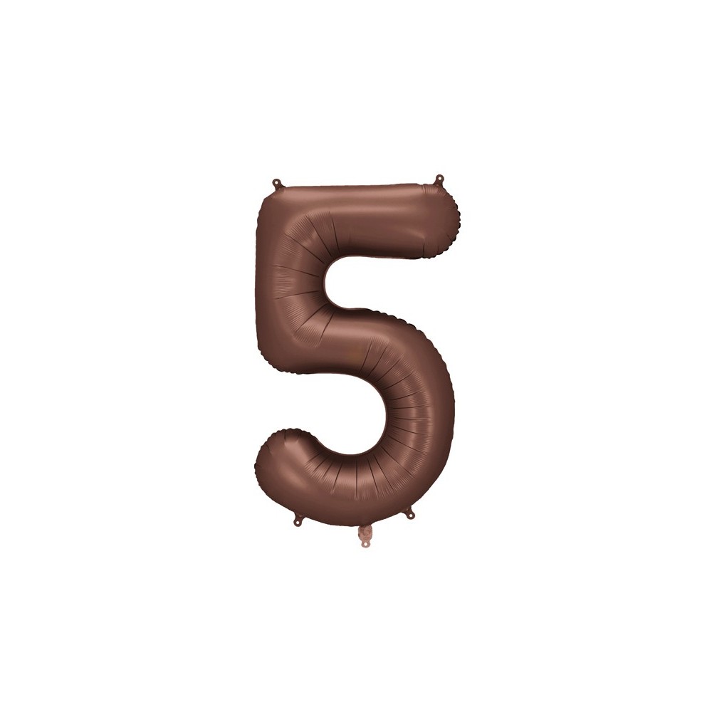 Ballon mylar Chiffre '5'- 86cm - moka