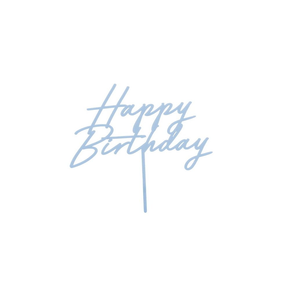 Cake topper acrylique pour gâteau ''Happy Birthday''- bleu brumeu