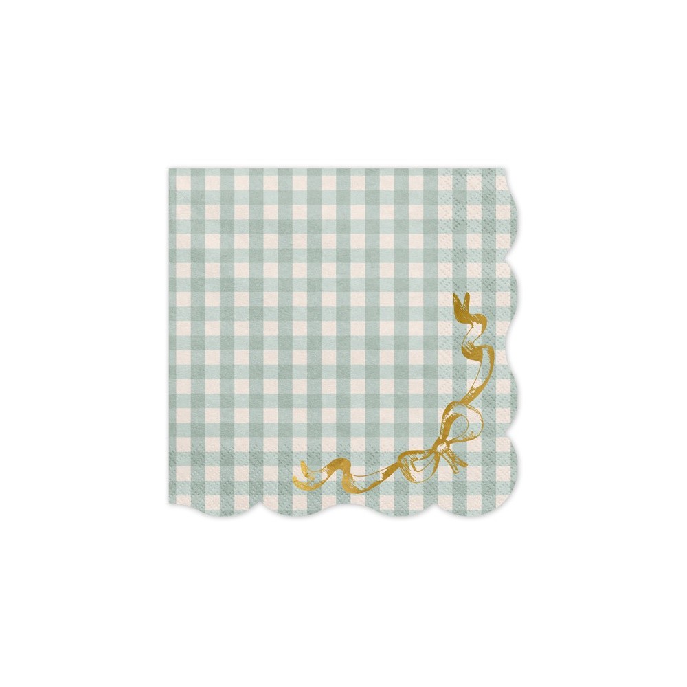 12 Serviettes à Carreaux avec Nœud