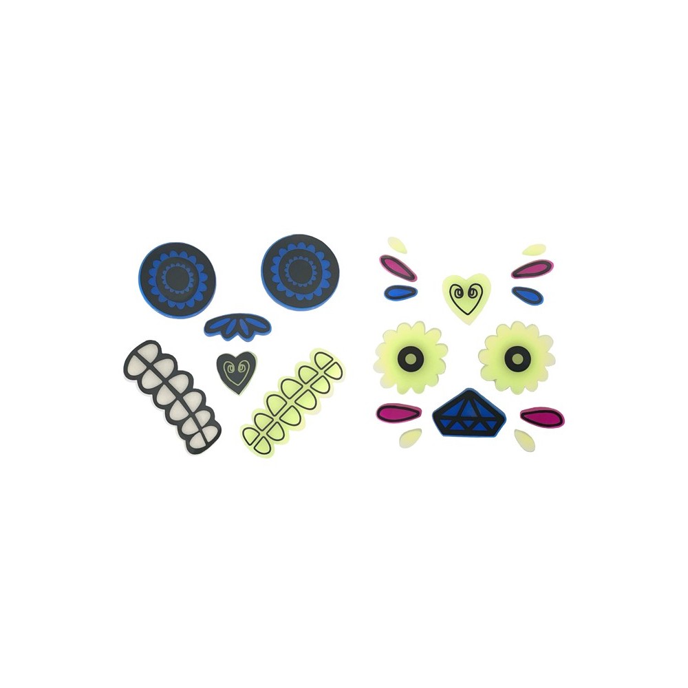 2 Autocollants en gel pour citrouille "calavera"- phosphorescent