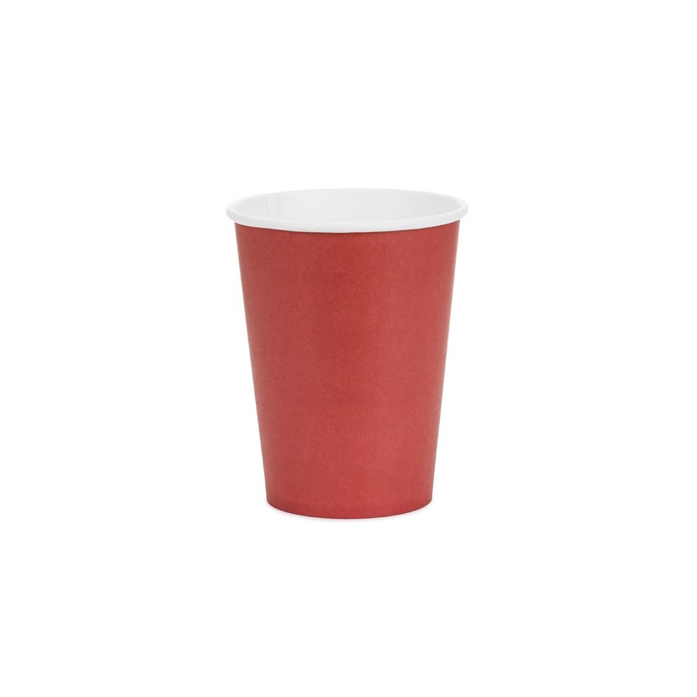 6 Gobelets en papier - rouge foncé- 250ml