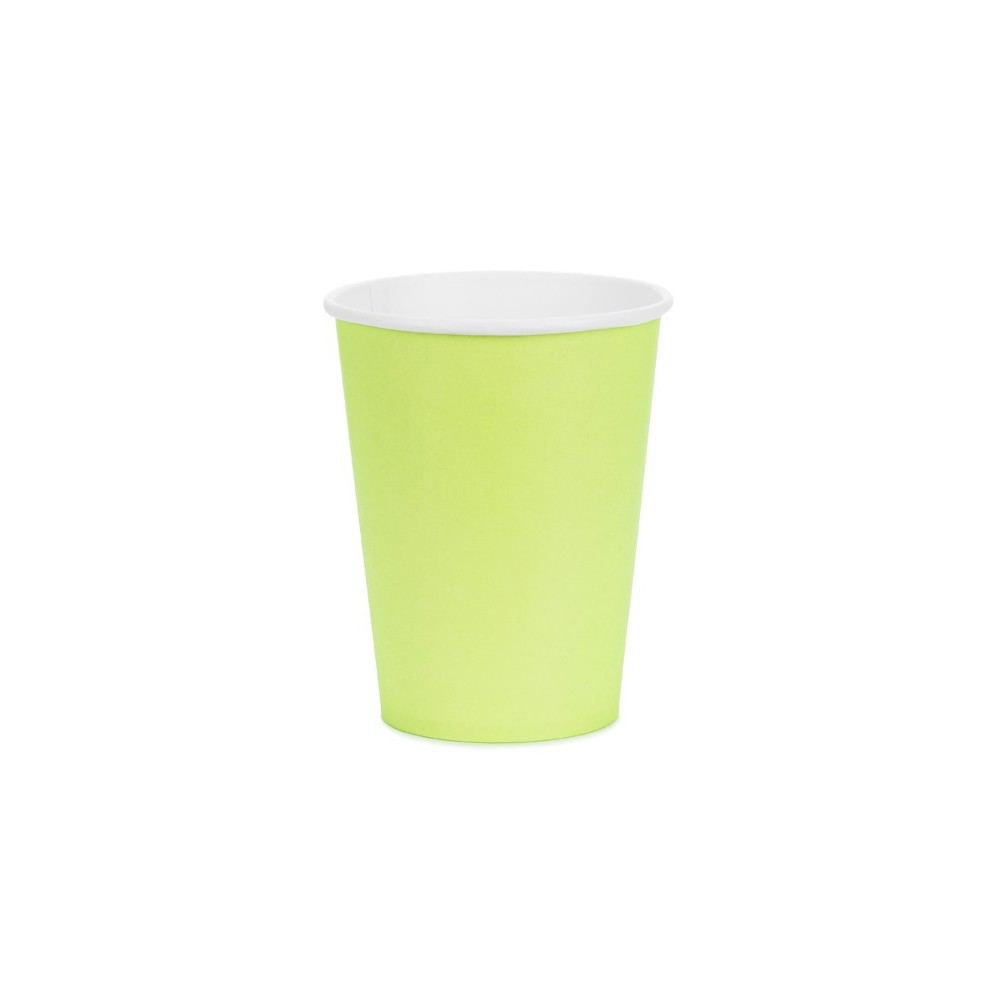 6 Gobelets en papier - vert clair - 250ml