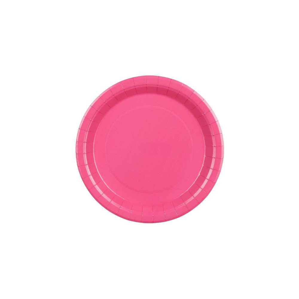 6 Assiettes en papier - rose foncé- 23 cm