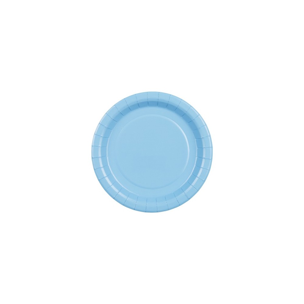 6 Assiettes en papier - bleu clair - 18 cm