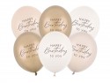 6 Ballons 30 cm - Happy Birthday - mix beige