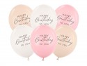 6 Ballons 30 cm - Happy Birthday - mix rose