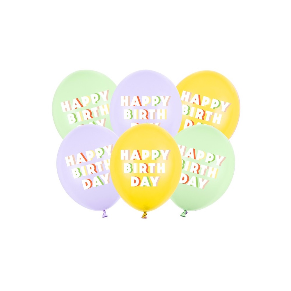 6 Ballons 30 cm - Happy Birthday