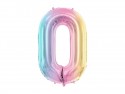 Ballon mylar chiffre ''0''- 86 cm - arc-en-ciel pastel