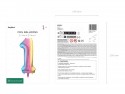 Ballon mylar chiffre ''1''- 86 cm - arc-en-ciel pastel