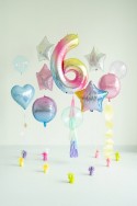 Ballon mylar chiffre ''6''- 86 cm - arc-en-ciel pastel