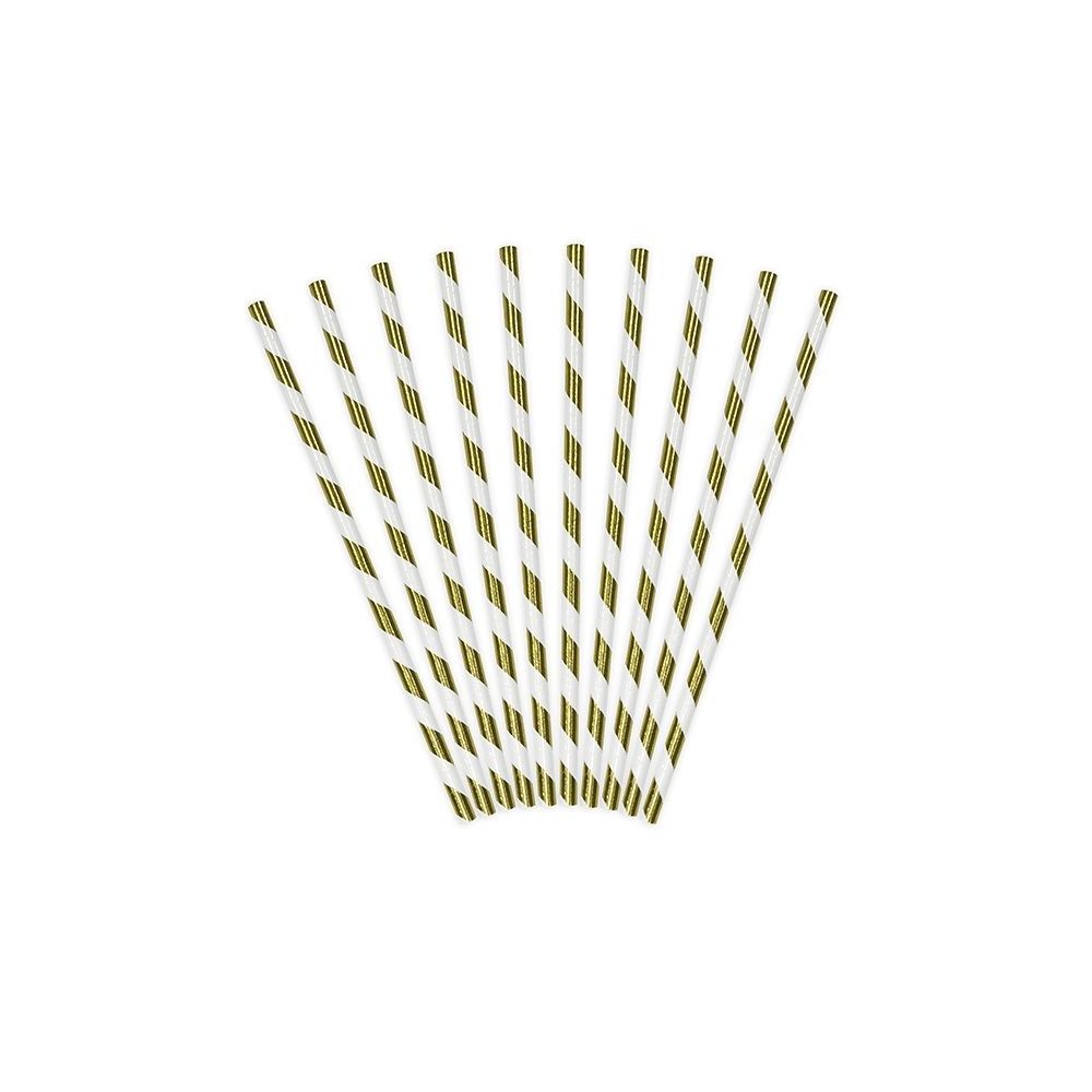 24 pailles rayures dorées