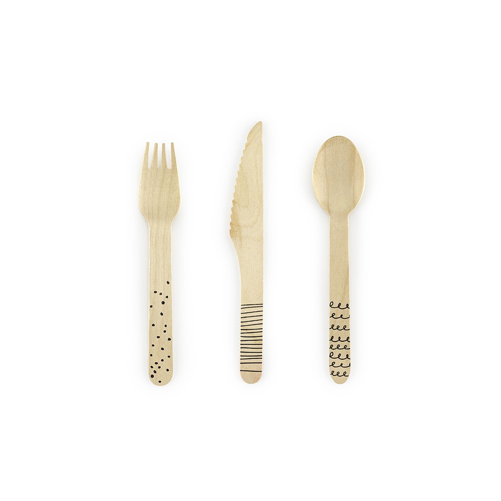 Couverts en bois, noir, 16cm