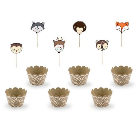 6 moules et pics à gâteaux forêt