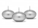 Bougie flottante en forme de disque métallique, argent, 4cm