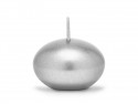 Bougie flottante en forme de disque métallique, argent, 4cm